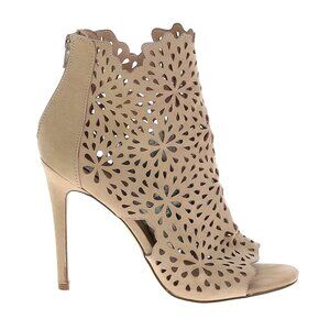 Aldo Open Toe Tan Laser cut design Heeled Summer Bootie size 8.5